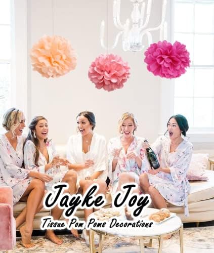 12pcs Pink Paper Pom Poms Set for Party Decor - Image 8