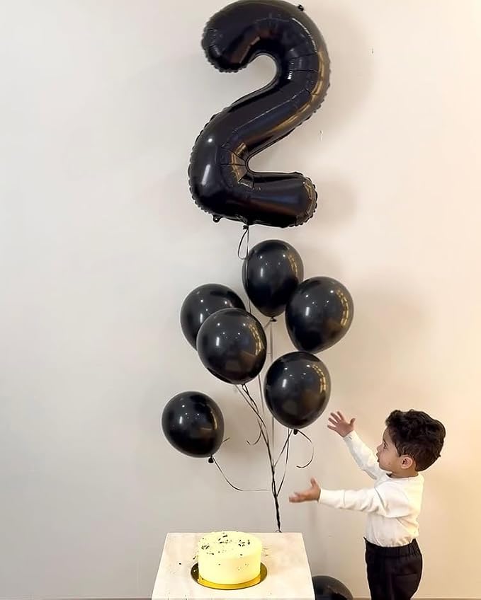 4 Balloon - Black Birthday Number Balloons, 40 Inch Decorations Men Women | - Image 9
