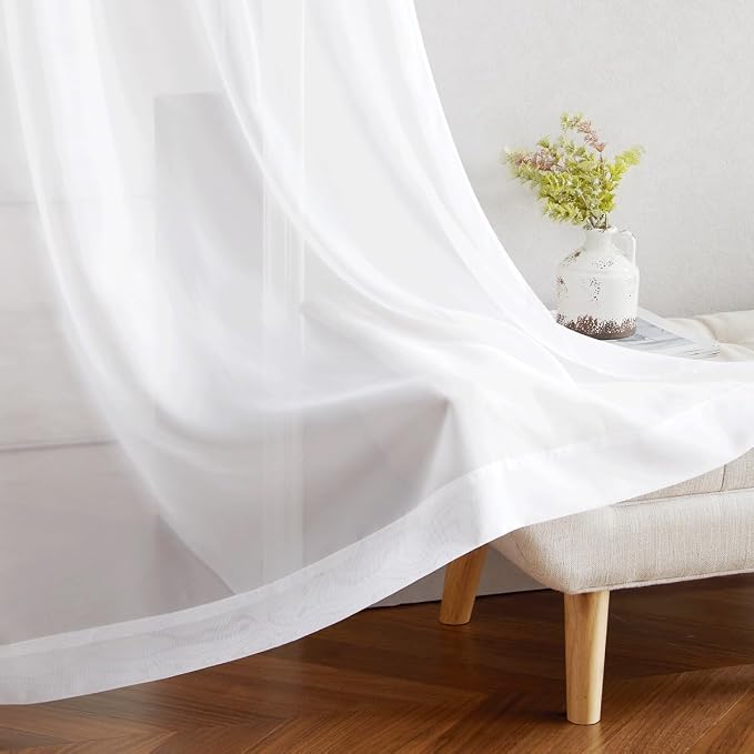 NICETOWN White Sheer Curtains & Drapes 96 inches Long - Image 7