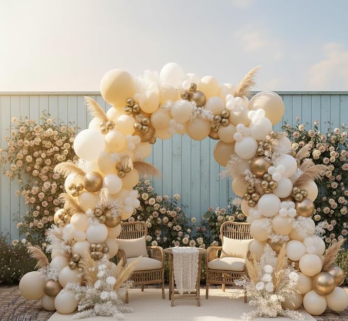 Sand White Gold Balloon Arch Kit - Image 6