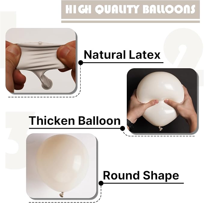 PartyWoo White Balloons 100pcs Sand White Beige Cream Ivory Boho Neutral | 12 - Image 8