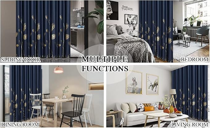 Navy Blue Blackout Curtain Extra Wide - Image 9