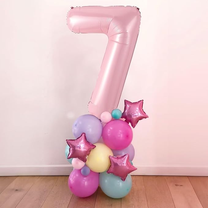 Light Pink 5 Balloon, 40 Inch Large Pastel Pink Foil Helium Number Balloons 0-9 - Image 7