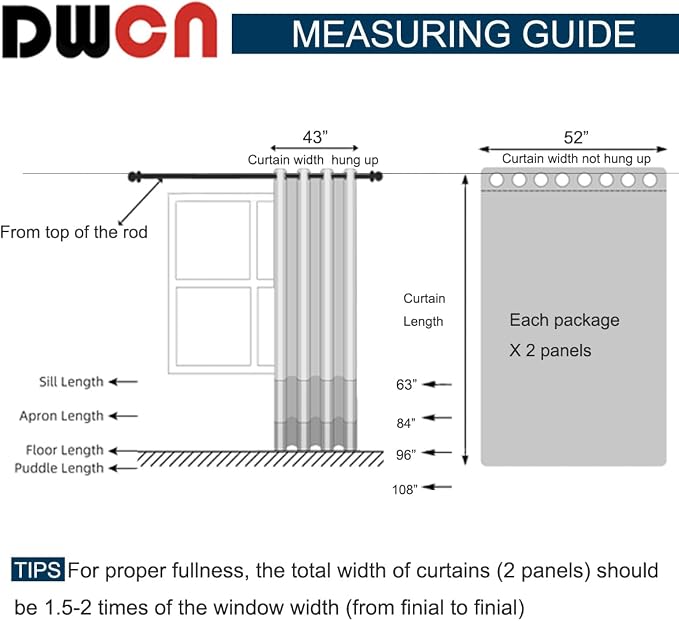 DWCN Grey Room Darkening Curtains - Image 8