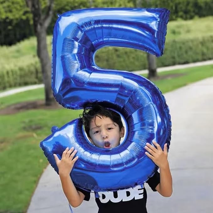 40 inch Navy Blue Number Balloon Dark Blue 6 Balloons Giant Foil Helium - Image 6
