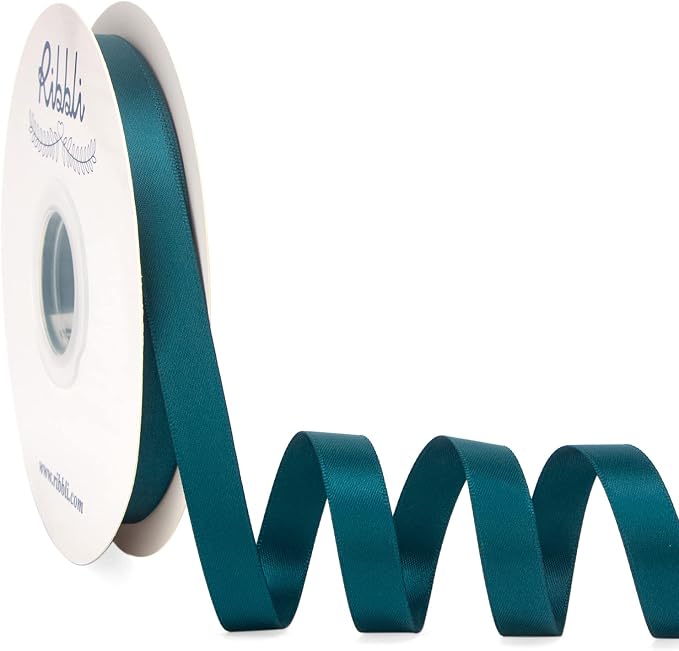 Ribbli Teal Satin Ribbon Double Faced Satin 1/2 inch x Continuous 50 Yards-Teal by Ribbli