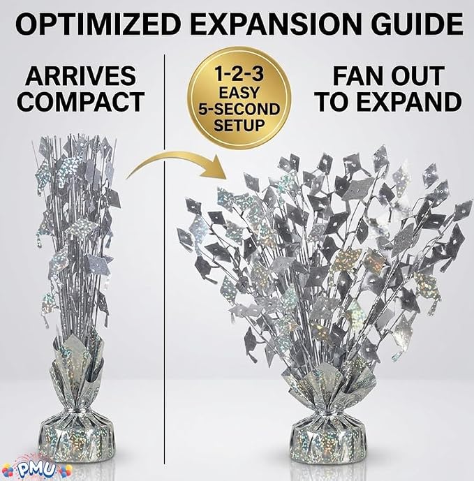 PMU 12 Pcs Silver Graduation Balloon Weights, Graduation Centerpieces - Image 6