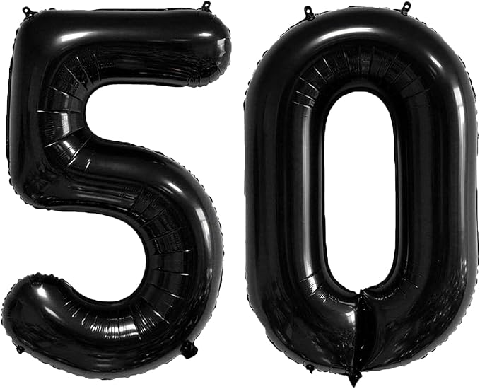 40 Inch Number Balloons 50 Black Big Giant Jumbo Number Foil Mylar Balloons - Image 3