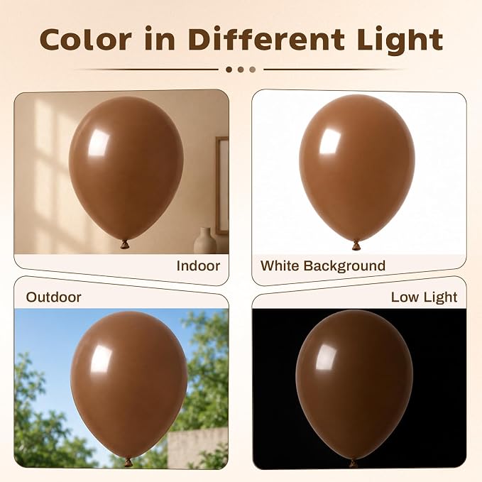 Brown Balloons, 12 Inch Dark Coffee Neutral Latex Party Balloon 30 Pack | - Image 7