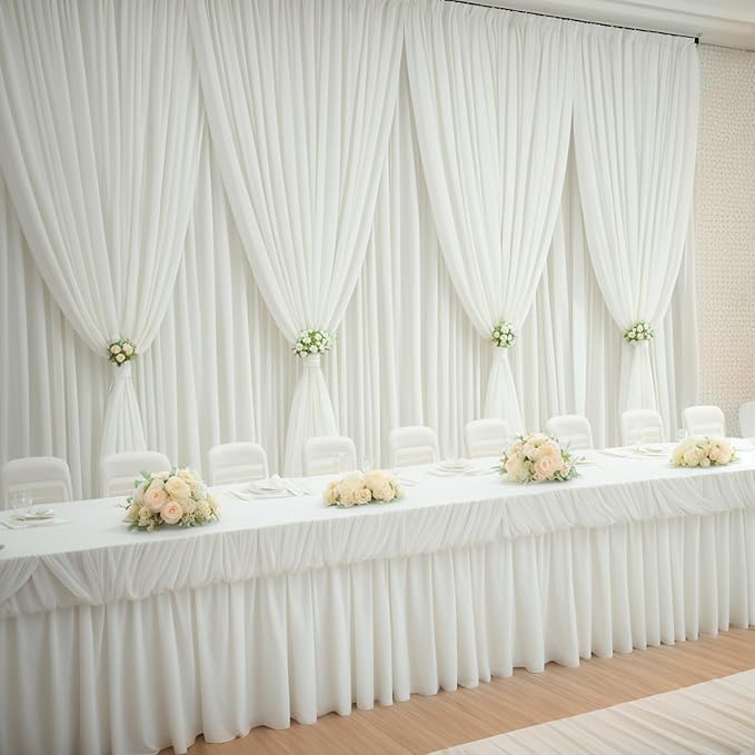 50×14ft Wrinkle Free Ivory Backdrop Curtain, Soft Silky Easy to Drape Cream - Image 7