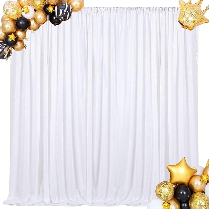 8ft x 8ft White Sequin Backdrop Curtain Sparkle Photo Backdrop | Glitter - Image 8