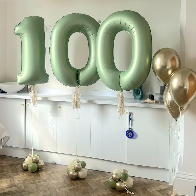 Sage Green 3 Number Balloon, Olive Green 3 Balloons 40 Inch Large Helium Foil - Image 6