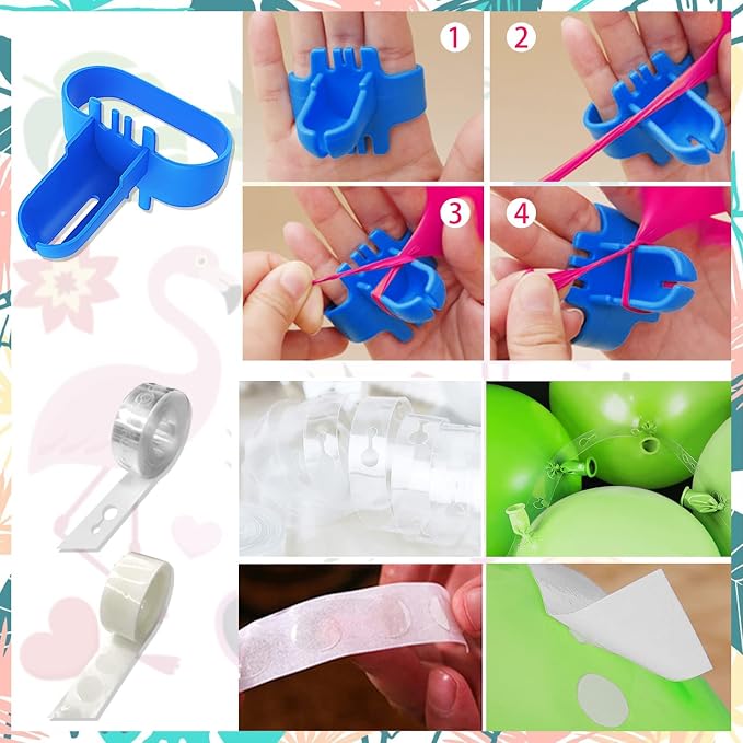 124Pcs Tropical Balloons Arch Garland Kit Flamingo Party Decor | Green Hot Pink - Image 7