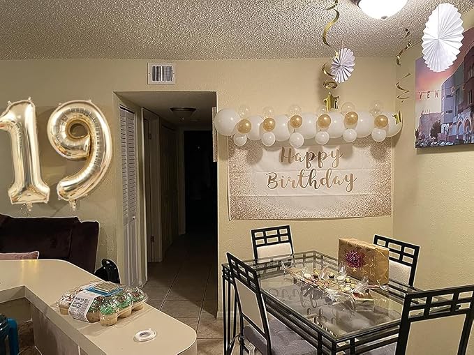 Light Gold 18 Number Balloons 40 Inch Giant Champagne Gold Birthday Numbers | - Image 6