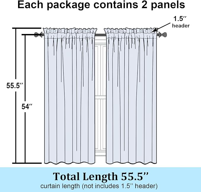 Simplebrand Grey Semi Sheer Curtains 54 Inch Length 2 Panels, Geometric - Image 7