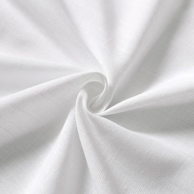 White Cafe Curtains 45 Inch Length Set 2 Panel Back Tab Pocket Semi Sheer Short - Image 6