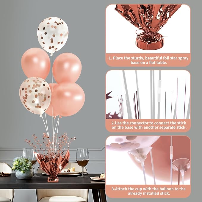 6 Set Rose Gold Christmas Table Balloons Foil Spray Table Centerpiece - Image 5