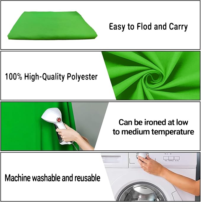 Green Screen Backdrop for Photoshoot, Fabric 5x7ft | Polyester Studio Photo - Image 7