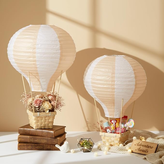 Meooeck 14 Sets Hot Air Balloon Tables Centerpieces, Light Brown | Classroom - Image 6