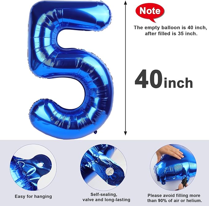 Number 0 Balloon Birthday Decorations, 40In Dark Blue Balloons - Image 7