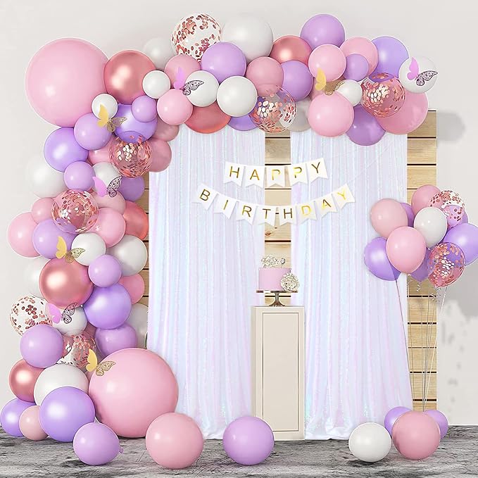 White Sequin Curtains Backdrop 6 Pcs 2FTx8FT Shiny Shimmer Fabric | Glitter - Image 6