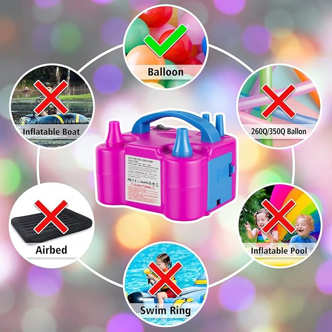 Electric Balloon Pump with Dual Nozzle & 2 Tying Tools | 110V 600W Portable - Image 9