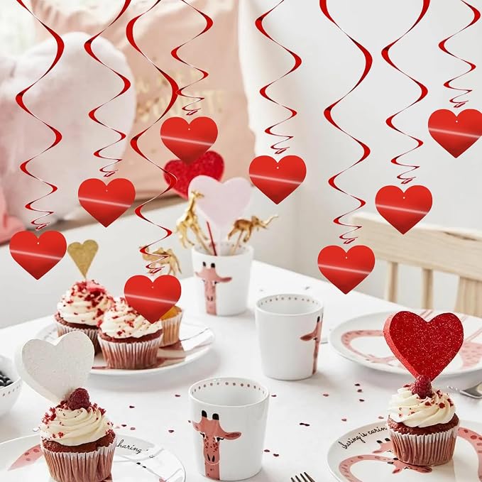 BEISHIDA Red Heart Hanging Swirl Valentine Day Decoration Pre-Strung Hanging - Image 6