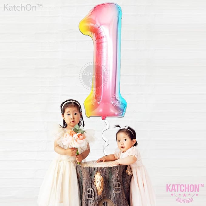 KatchOn Number One Balloon for First Birthday 40 Inch | Rainbow Number 1 - Image 9