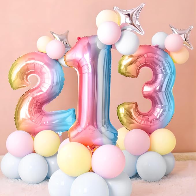 40 Inch Giant Rainbow Number 3 Balloons, Birthday Balloons, Helium Mylar Foil - Image 6