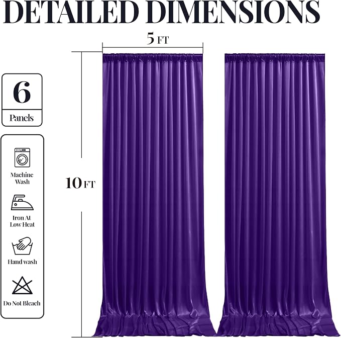 30x10ft Purple Glitter Backdrop Curtain - Image 9
