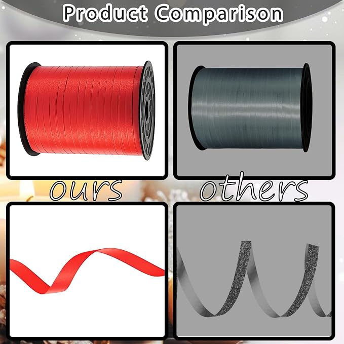 Premium Red Curling Ribbon, 1/5" Wide x 500 Yards Red Ribbon - Image 7