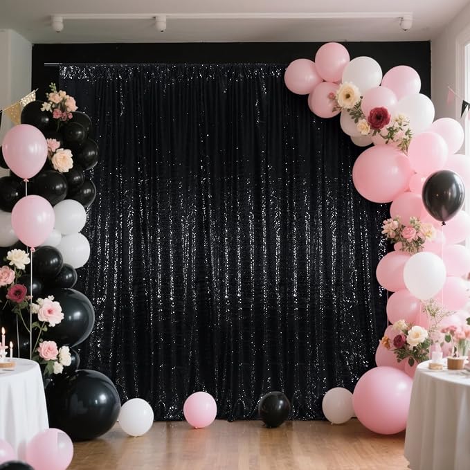 SquarePie 8x8ft Black Sequin Backdrop, High Density Non-Transparent Glitter - Image 9