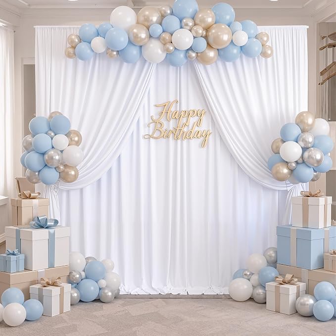 40ftx8ft Wrinkle Free White Backdrop Curtains - Image 7