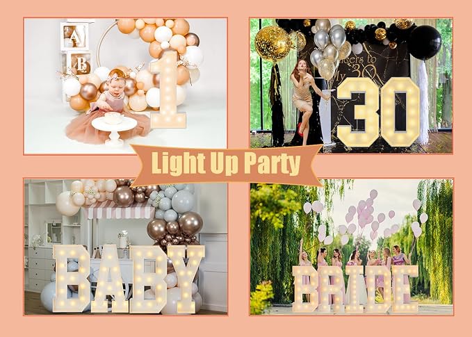 4FT Light Up Numbers Letters, Marquee Light Up Letters, Giant Mosaic Balloon - Image 7