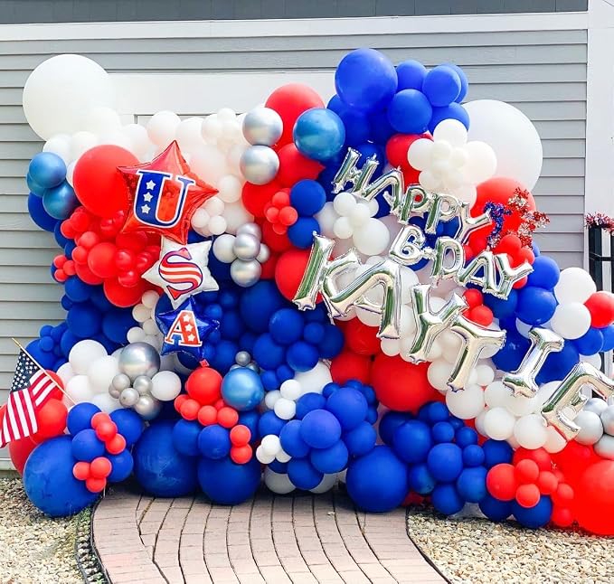 Voircoloria 105pcs Red White Blue Party Latex Balloons, 12inch | - Image 7