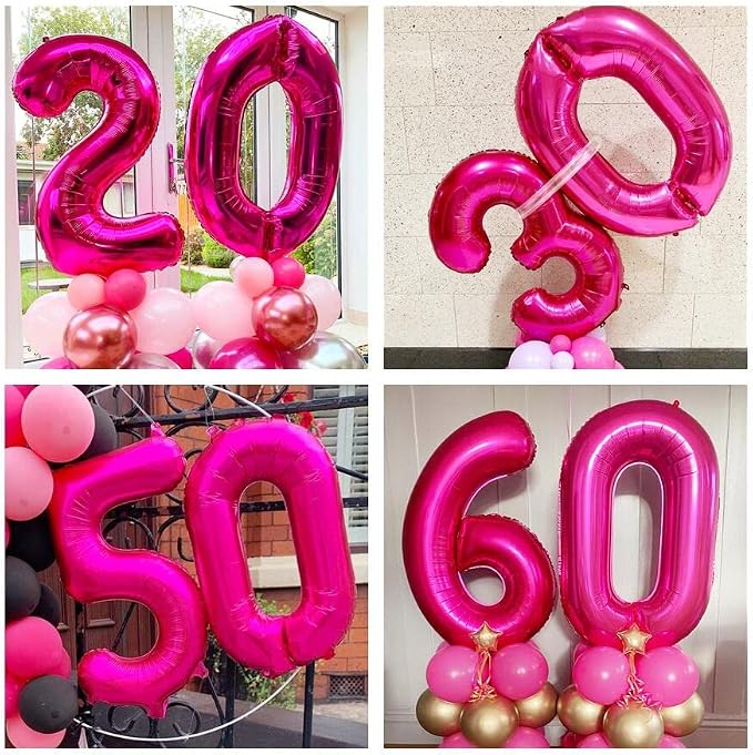 Hot Pink 20 Balloon Numbers, 40 Inch 20 Birthday Balloon Foil Mylar Number 20 - Image 6