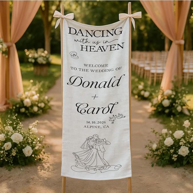 Mapileng Personalized Wedding Cotton Linen Wall Tapestry, Custom Couple Names & - Image 7