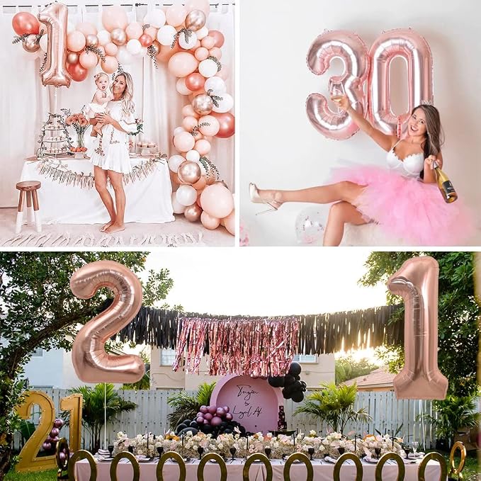 TONIFUL 40 Inch Rose Gold Large Numbers Balloons 0-9, Number 9 Digital 9 Helium - Image 6