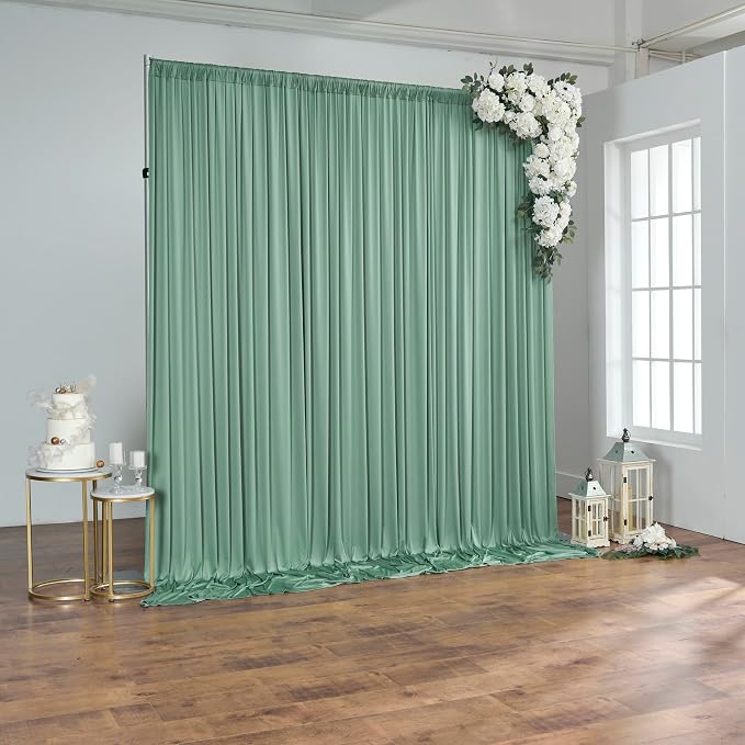 10 ft x 20 ft Sage Green Backdrop Curtains - Image 6