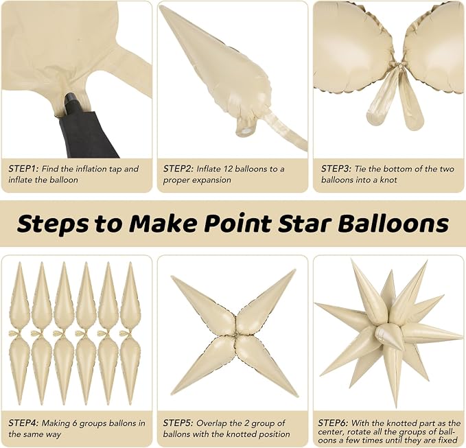Brown Cream Caramel Star Foil Balloons - Image 7