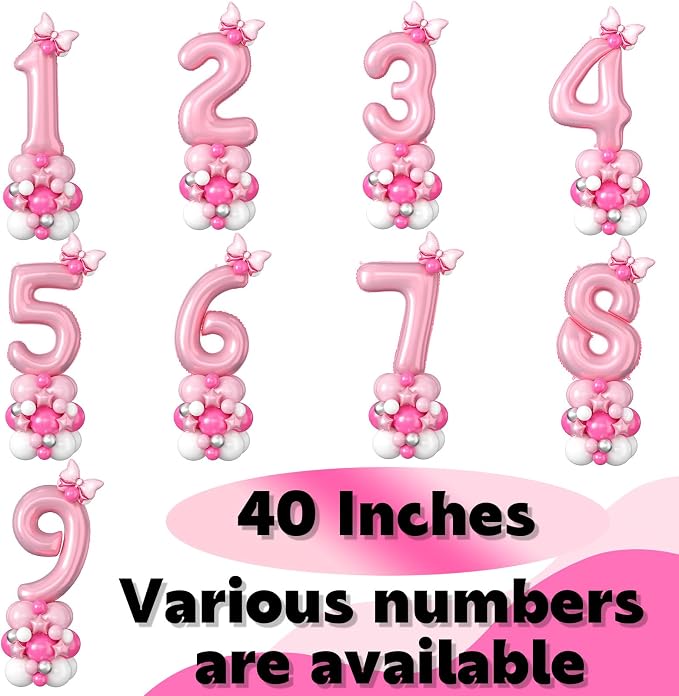 40 Inch Pink Number 5 Balloon for 5th Birthday Decoration Pastel Baby Pink - Image 7