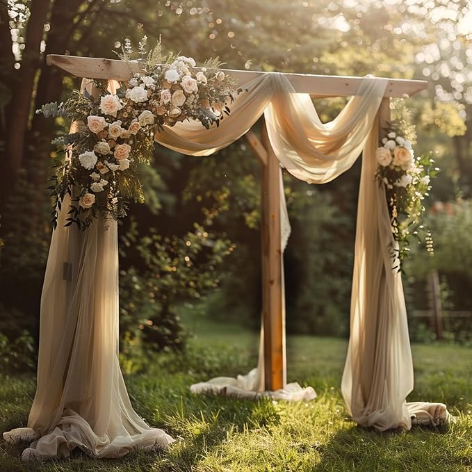 Nude Wedding Arch Draping Fabric Backdrop Drapes Sheer 2 Panels | 28.7"x20FT - Image 7