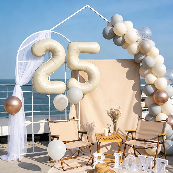 40 In Cream white Number Balloons Helium Foil Mylar Balloon Digital 35 | - Image 5