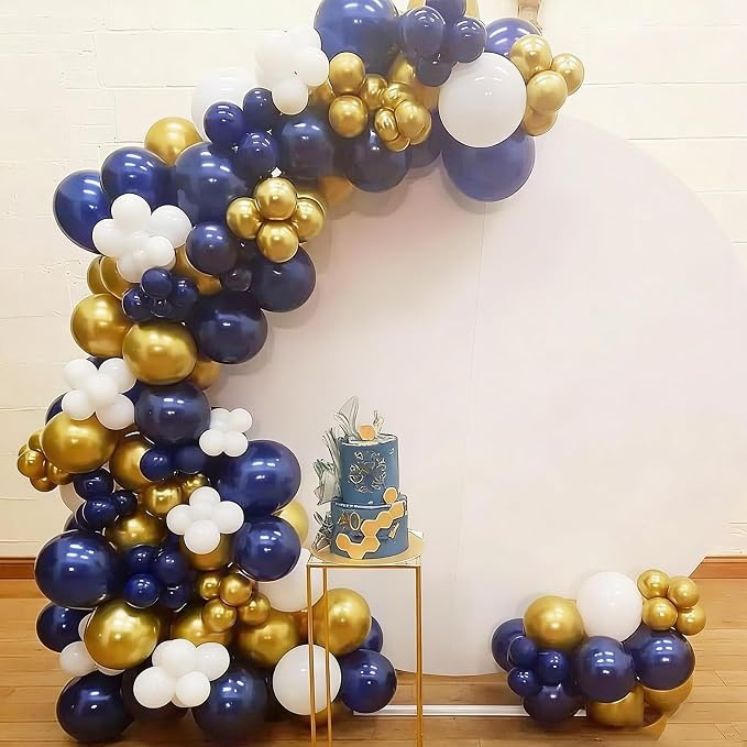 Navy Blue and Gold Confetti Balloons - Image 7