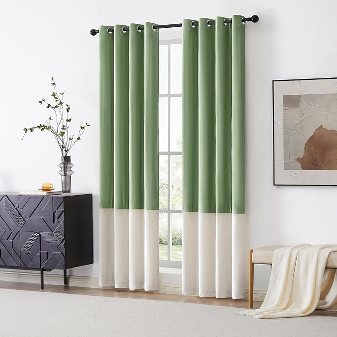 BULBUL Luxury Color Block Velvet Curtains 63 inch - Image 7