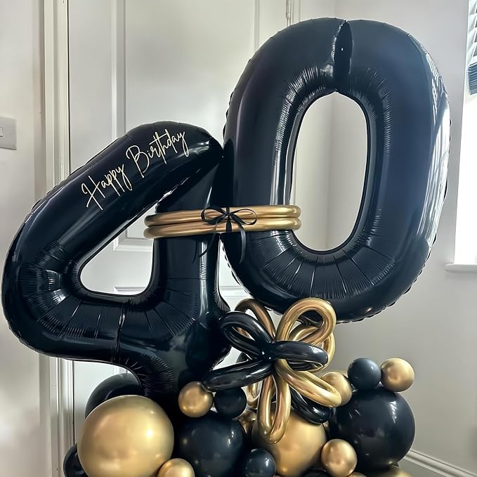 Black 4 Balloon Number, 40 Inch Number 4 Balloon Large Black 4 Foil Mylar - Image 7