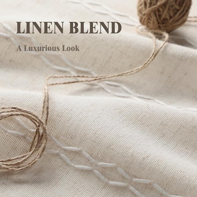 80% Boho Blackout Curtains 63 Inch Linen Blend Drapes 2 Panels | Vintage - Image 6