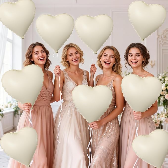 Cream Heart Balloons, Retro Apricot Helium Balloon - Image 8