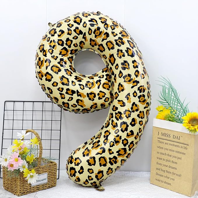 Leopard Print Bow Balloons Birthday Decorations 40Inch Cheetah Number 4 Foil - Image 6