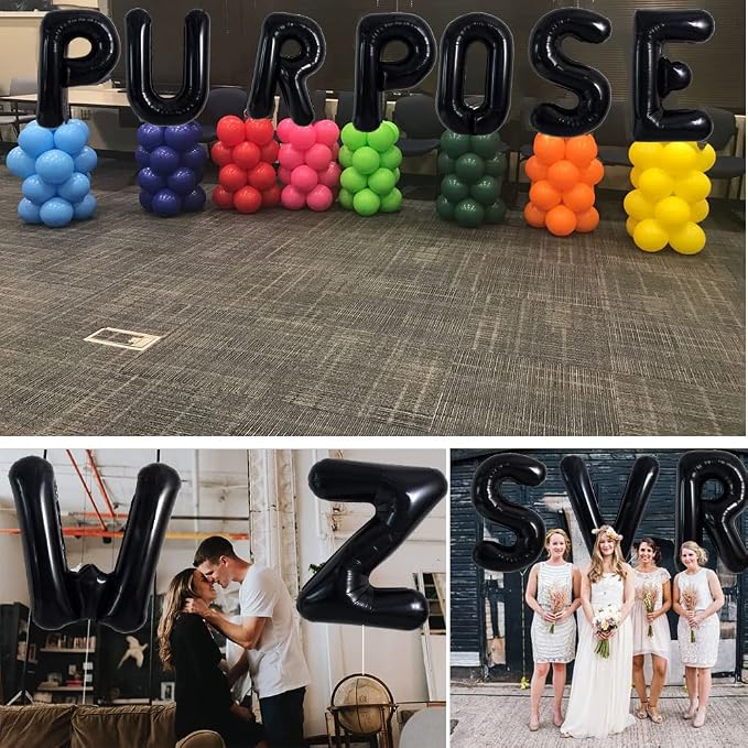 TONIFUL 40 Inch Large Black I Letter Balloon - Image 6